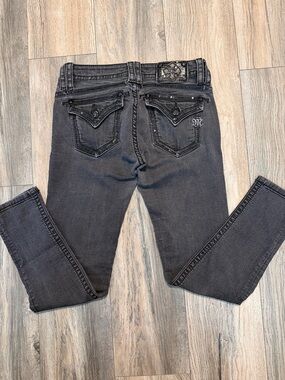 Miss Me Dark Gray Embroidered Waistband Jeans